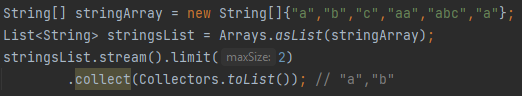 <p>Truncates the stream to be no longer than <code>n</code> elements.</p>
