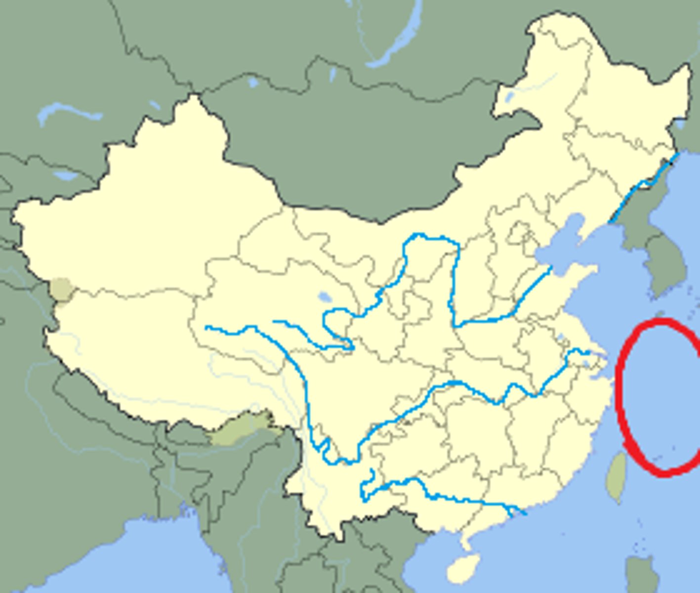 <p>body of water south of Japan and east of China</p>