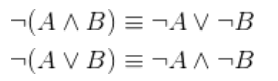 <p>Breaking the negative and then changing the operator between two literals</p>