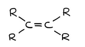 <p>at least one C=C double bond</p>