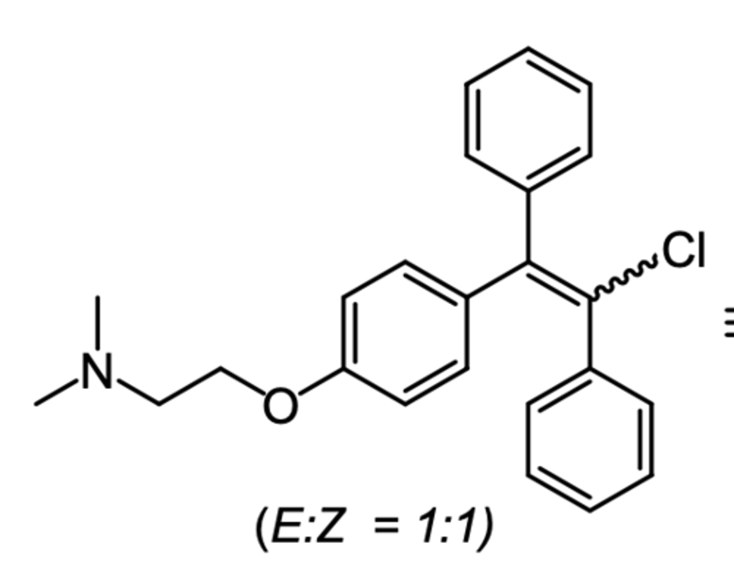 <p>(anti estrogen -- SERM)</p><p>SAR: 1:1 mixture of enclomiphene and zuclomiphene</p><p>ROA: oral</p><p>MOA: zuclomiphene has estrogenic activity while enclomiphene has anti-estrogenic activity</p><p>indication: ovulation stimulant (fertility drug)</p><p>- polycystic ovary syndrome</p><p>ADME: readily absorbed from GIT, half life of 5 days</p>