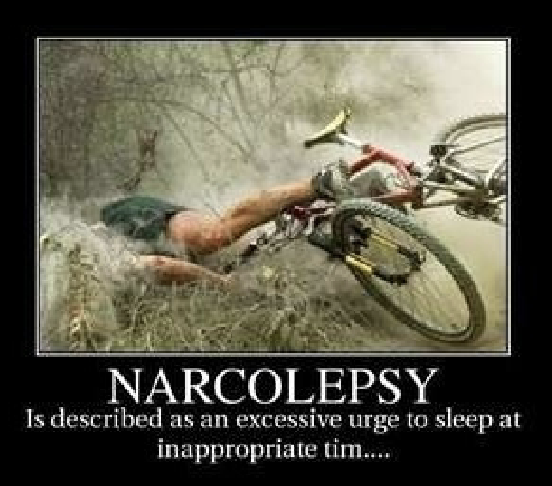 <ul><li><p><span style="color: rgb(224, 133, 26);"><u>Sudden lapse into sleep</u></span> → against person’s control, going to fall asleep uncontrollably, not restful/relaxing, into REM, falling over</p></li><li><p>Sleeping episode is usually brief (~5 minutes)</p><ul><li><p>varying severity (every hour vs. 2/week)</p></li></ul></li><li><p>Cause: Correlation with a lack of neurotransmitter orexin (produced in hypothalamus)</p><ul><li><p>Unknown cause (genetics?)</p></li></ul></li><li><p>Drugs can help, but no cute</p></li></ul><p></p>