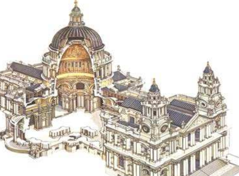 <p>Designed by Christopher Wren • Area of 6000 sq.m and a large central space under dome for big congregations</p>