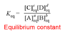 relative amounts of products vs reactants at equilibrium