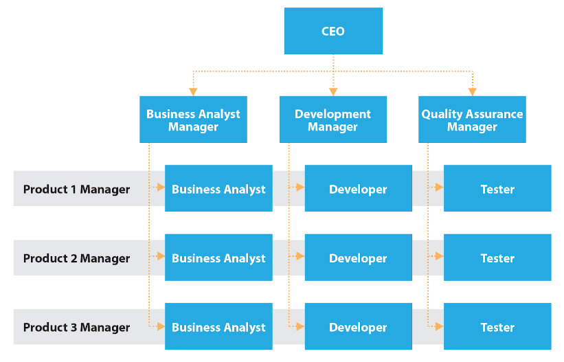 <p>Teams are able to form and disband as required</p><p>Helps communication and the sharing of knowledge </p><p>flexible to support growth</p><p>Possible lack of clarity with dual reporting system</p><p>complex reporting network</p><p>teams become too independent and don’t collaborate</p><p>management has an increased workload</p>