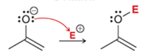 <p>when the oxygen atom of an enolate attacks an electrophile</p><p>less common than C-attack</p>