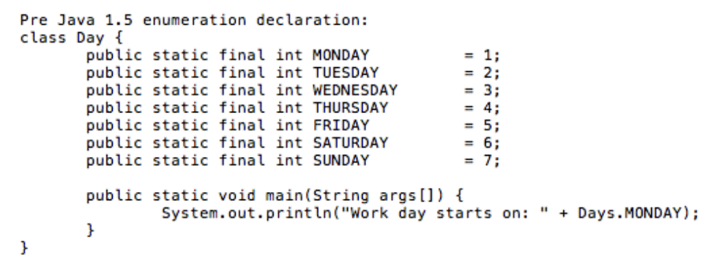 allows a set of values declared in a descriptive manner