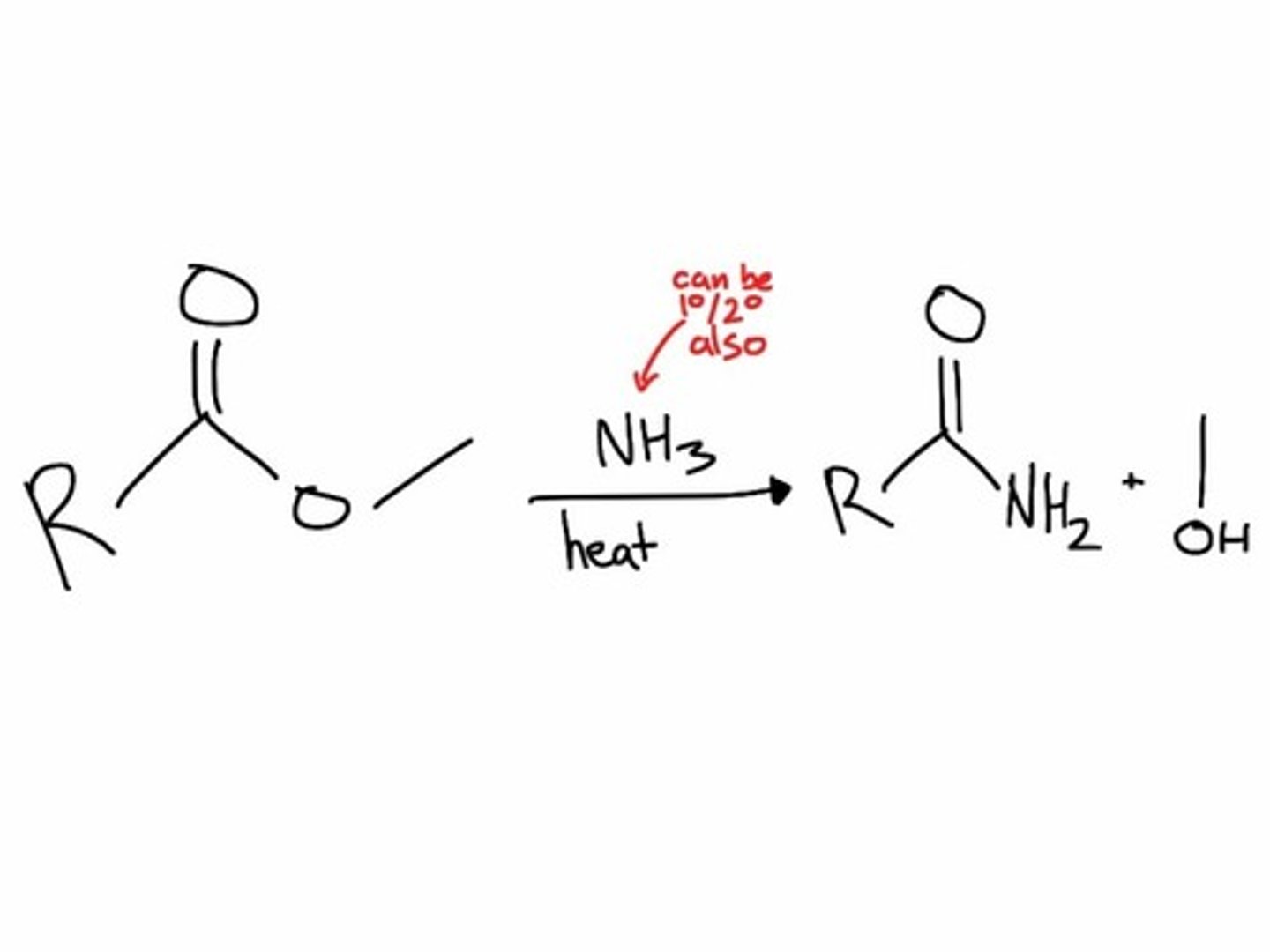 <p>ester to amide</p>