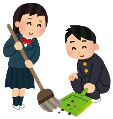 <p><span style="color: blue;">掃除します</span><br>(そうじします)</p>