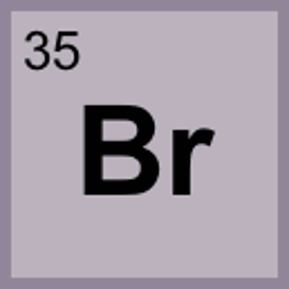 <p>Symbol: Br<br>Atomic Mass: 79.90<br>Atomic Number: 35</p>