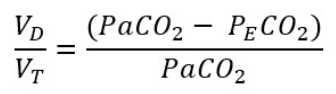 <p>Calculate physiological dead space (VD) relative to tidal volume (VT)</p><p>PECO2: CO2 in expired air</p>