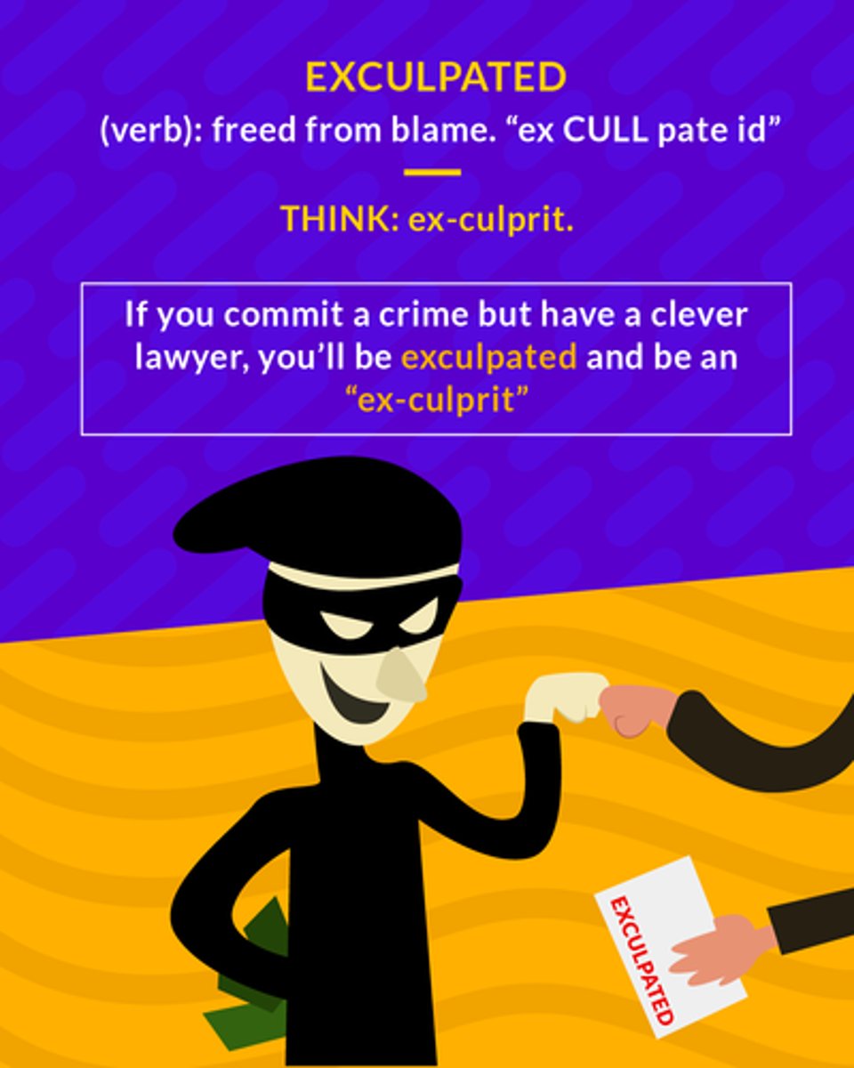 <p>to free from guilt or blame</p>