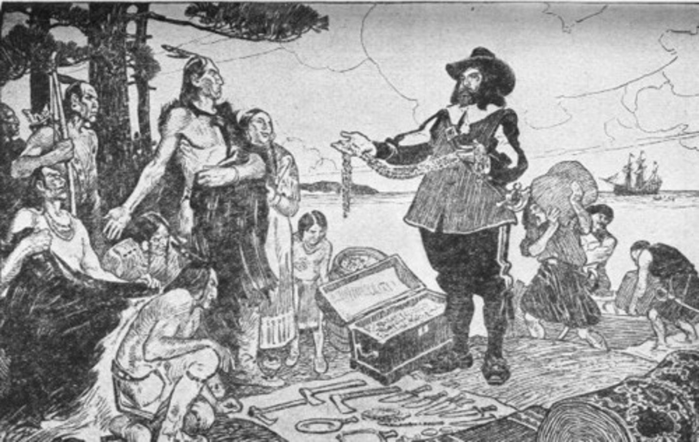 <p>set up fur trading posts with American Indians</p>