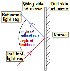 <p>Angle of incidence = Angle of reflection</p>