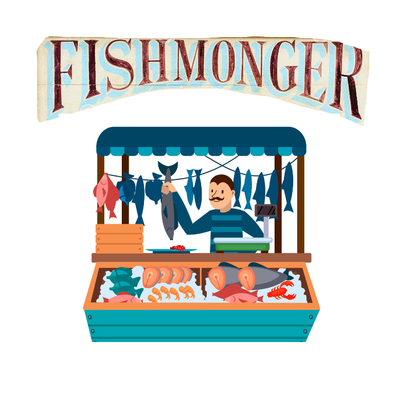 <p><strong><mark data-color="green" style="background-color: green; color: inherit;">a fishmonger’s</mark>&nbsp; /ˈfɪʃmʌŋɡə(r)z/</strong></p><p><strong>DEUTSCH:</strong></p><p>die Fischhandlung</p>