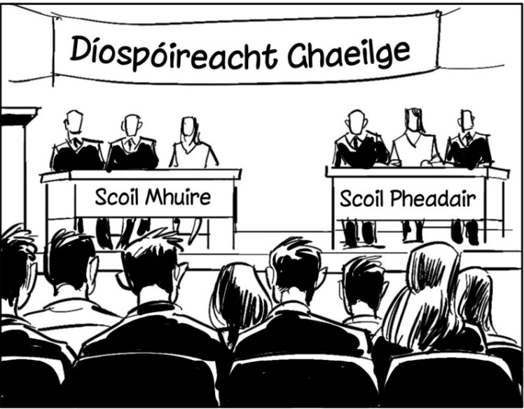 <p>Díospóireacht idir scoil marys agus scoil pheadair</p><p>Slua Mor sa Scoil</p>