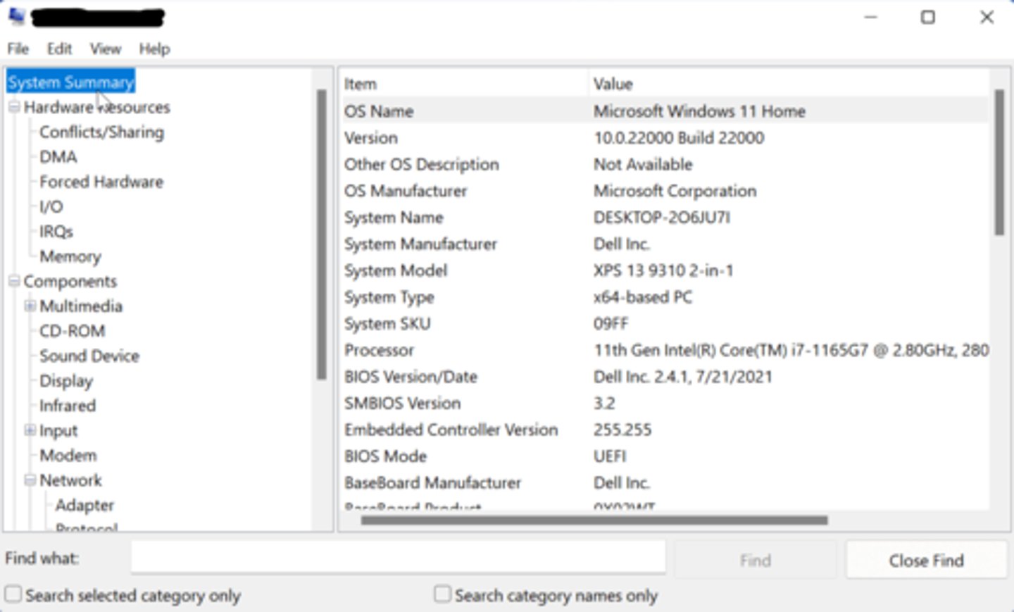 <p>This System Information tool is used to view hardware and configuration information for the computer. While much of this information is available through other tools, [blank] provides a single location for viewing information such as:</p><p>- Operating system version.</p><p>- Computer manufacturer, processor type, available memory.</p><p>- Installed devices and drivers used.</p><p>- Running tasks.</p><p>- Applications that run at system startup.</p><p>- Services loaded on the system.</p><p>You can view or export configuration settings in [blank]. You can't modify them.</p><p>(word word (acronym.exe))</p>