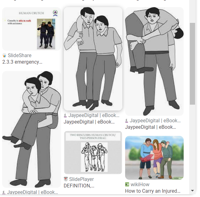 rescuer is carrying the patient, helping the patient walk