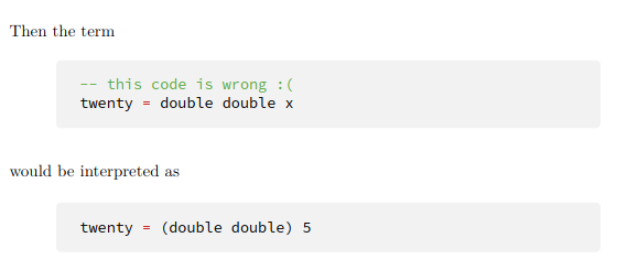 <p>This means we evaluate things to the left of the function first. Functions in Haskell by default are left-associative. </p>
