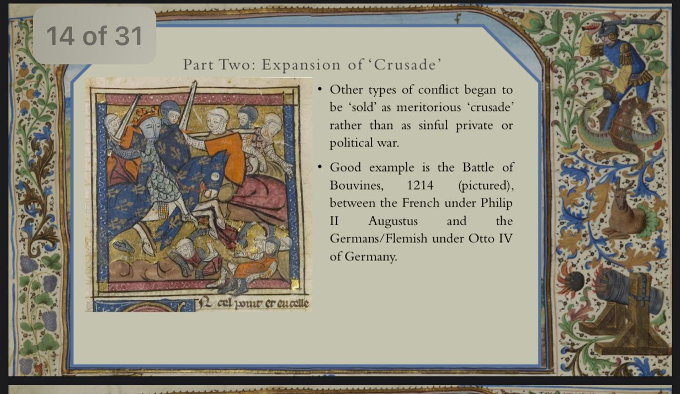 <p>(<strong>1209-1229</strong>)</p><p>Violent campaign to suppress Catharism <em>LANGUEDOC</em></p><p>Many cities assoc w/Cathar activity besieged &amp; subjugated.</p><ul><li><p>Cathars <em>&amp; their supporters/ associates</em> often captures &amp; burnt alive to death / assassinated</p></li><li><p><em><mark data-color="red">key is that not only being heretic but protecting. being sympathetic to heretics en. to make them valid subject crusading warfare</mark></em></p></li></ul><p>Famous anecdote of a crusader allegedly instructed to <em>"kill them all"</em> to distinguish bet. Cathars &amp; Catholics → captures spirit these crusades..</p><p>Campaign marked by <s>discrim</s>. viol., termed by some as "genocide."</p><p><em><mark data-color="blue">Despite conquests, many Cathar strongholds remained beyond control → inquisitions.</mark></em></p><p><em><mark data-color="blue">Nevertheless→ gradual decline &amp; eventual </mark><s><mark data-color="blue">appearance</mark></s><mark data-color="blue"> movement.</mark></em></p>