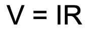 <p>potential difference = current × resistance</p><p>potential difference (V) - volts (V) current (I) - amperes/amps (A) resistance (R) - ohms (Ω)</p>