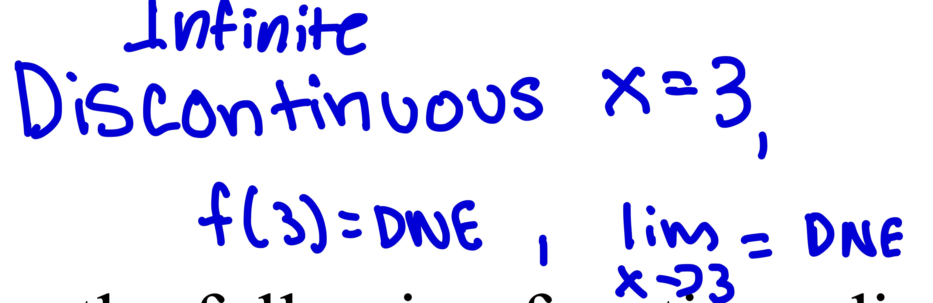 <p>An asymptote is usually a good indicator, but it’s when both the function value and limit does not exist in that limit</p>