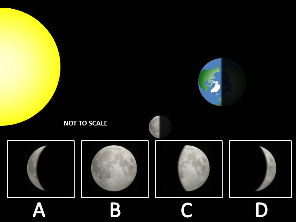 <p><span style="background-color: transparent;"><span>Which letter best represents the view from Earth?</span></span></p>
