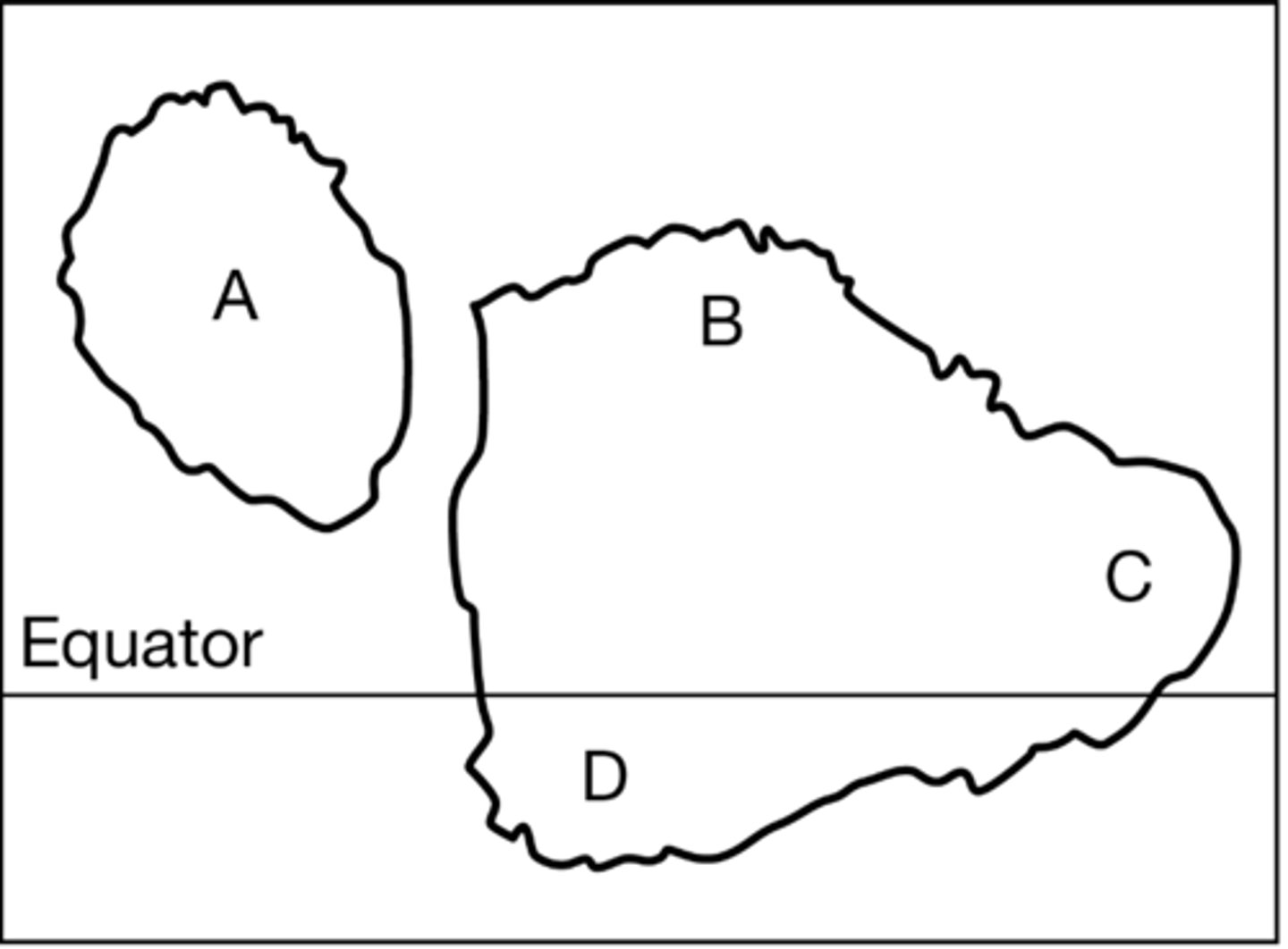 <p>B The animals in population A were reproductively isolated from those in populations B, C, and D.</p>