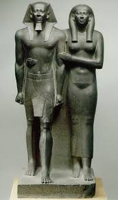 <p>Showed Menkare and his only named wife</p><p>From the Valley Temple at Giza</p>