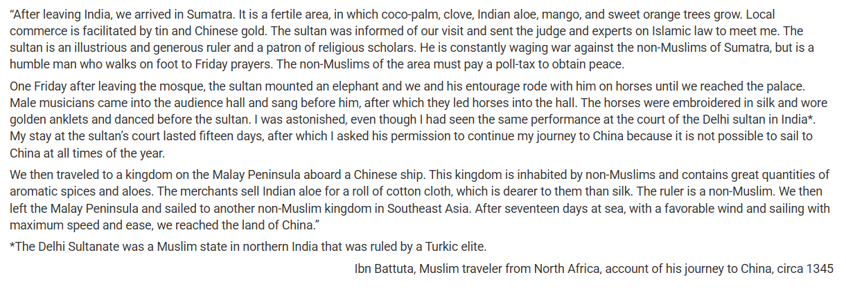 <p><span><span>The purpose of Ibn Battuta’s account was most likely to</span></span></p>