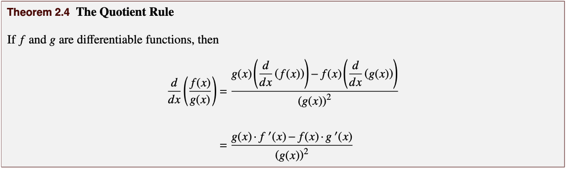 <p>the quotient rule</p>