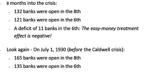 <p>More banks open in 8th than 6th</p><p>However more were open in 8th to begin with </p><p>we have to use Difference in difference to adjust for this</p>
