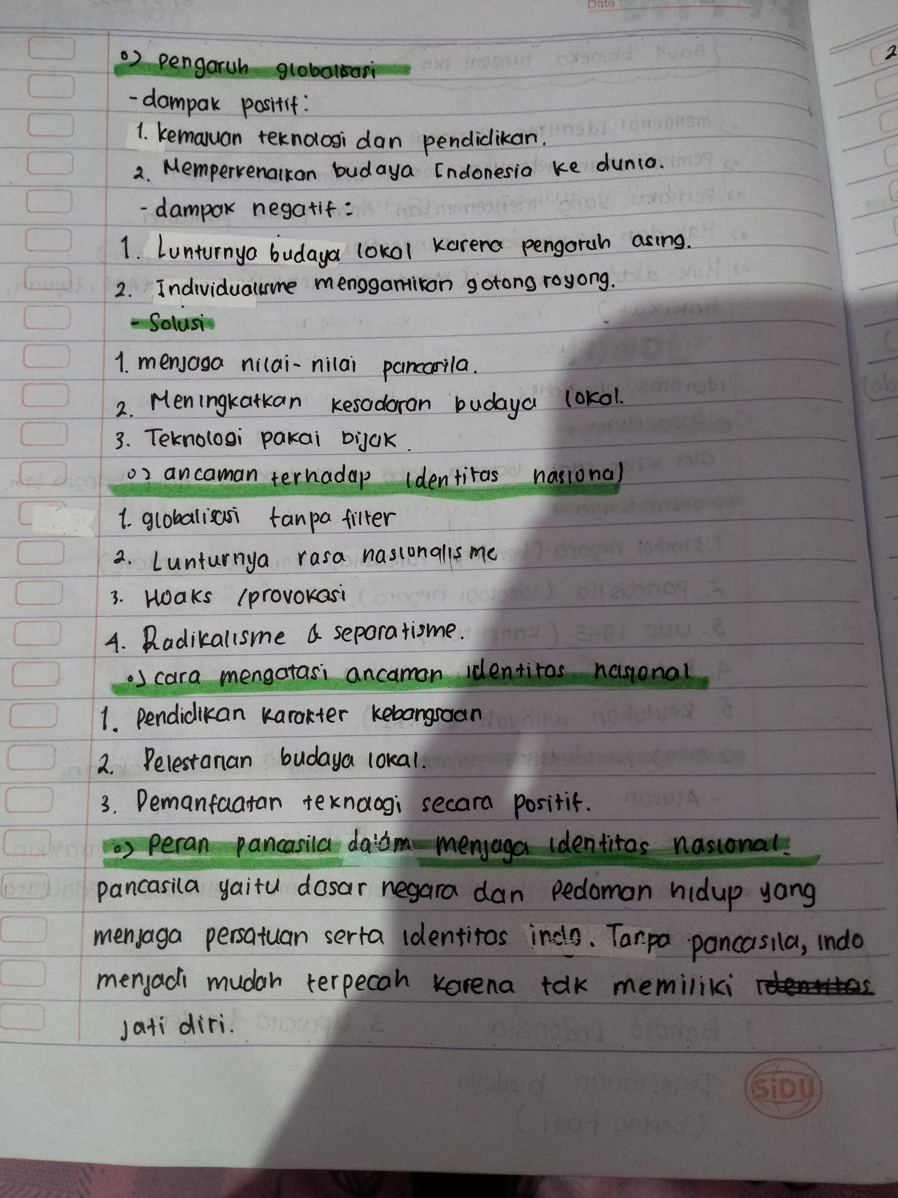 <p>ciri khas suatu bangsa yang membedakannya dari bangsa lain</p>