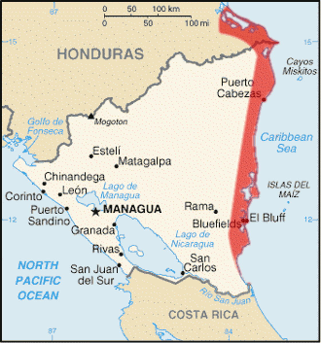 <p>region along the eastern coast of Central America</p>