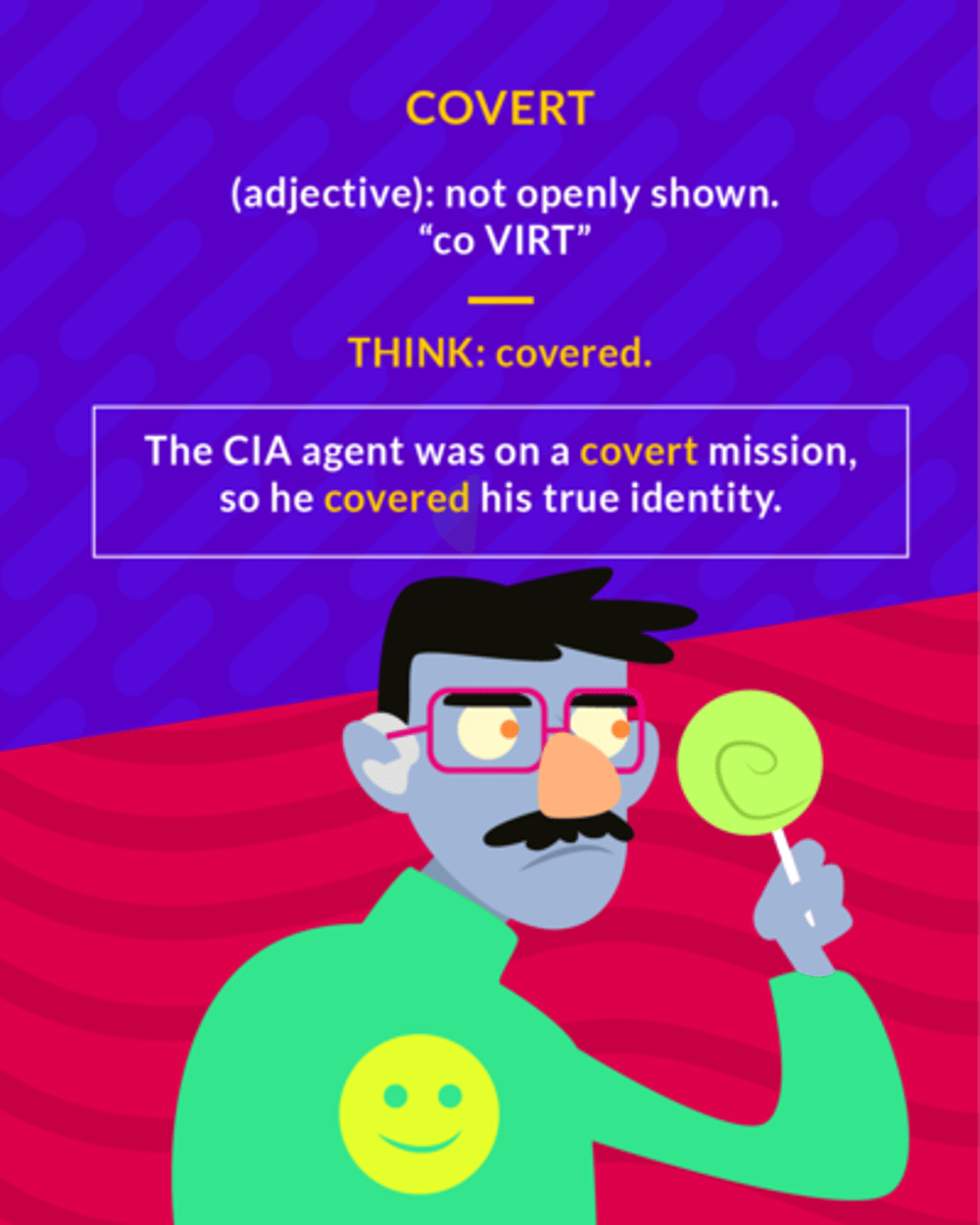 <p>(adj.) hidden; undercover; secret</p>