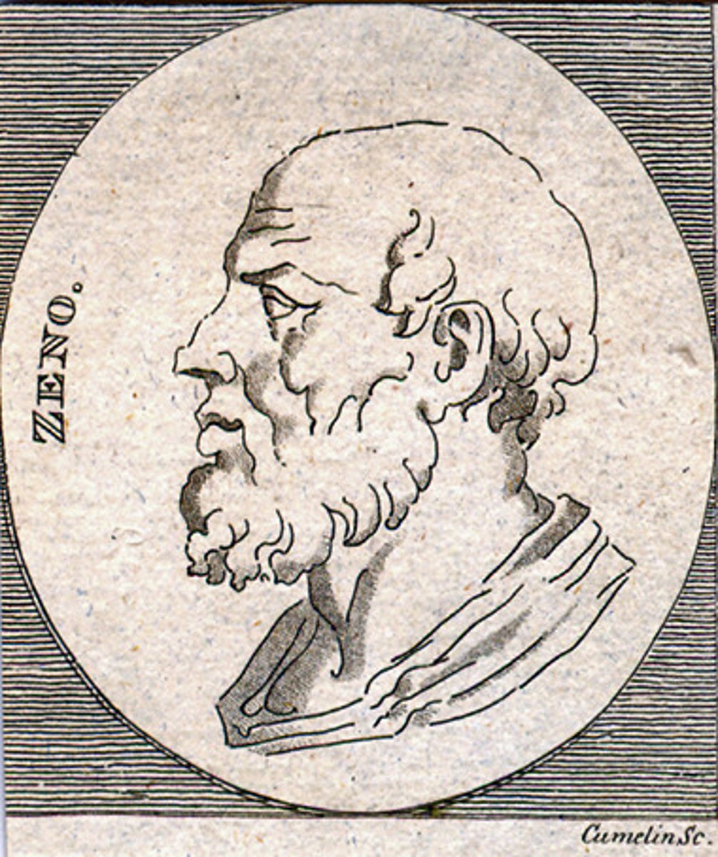 <p>a belief created by the Greek philosopher Zeno that the universe operated according to reason, and that to live a good life you must live according to logos (natural law).</p>