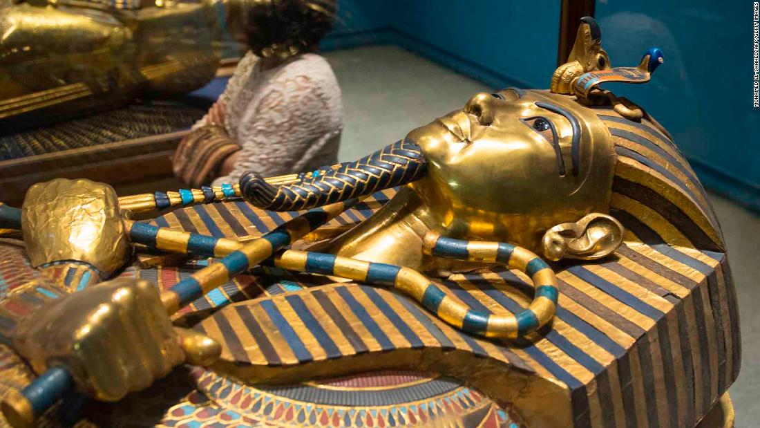 The innermost part of the Egyptian coffin, usually made of beaten gold with stones, designs, and hieroglyphs inlaid on it. 