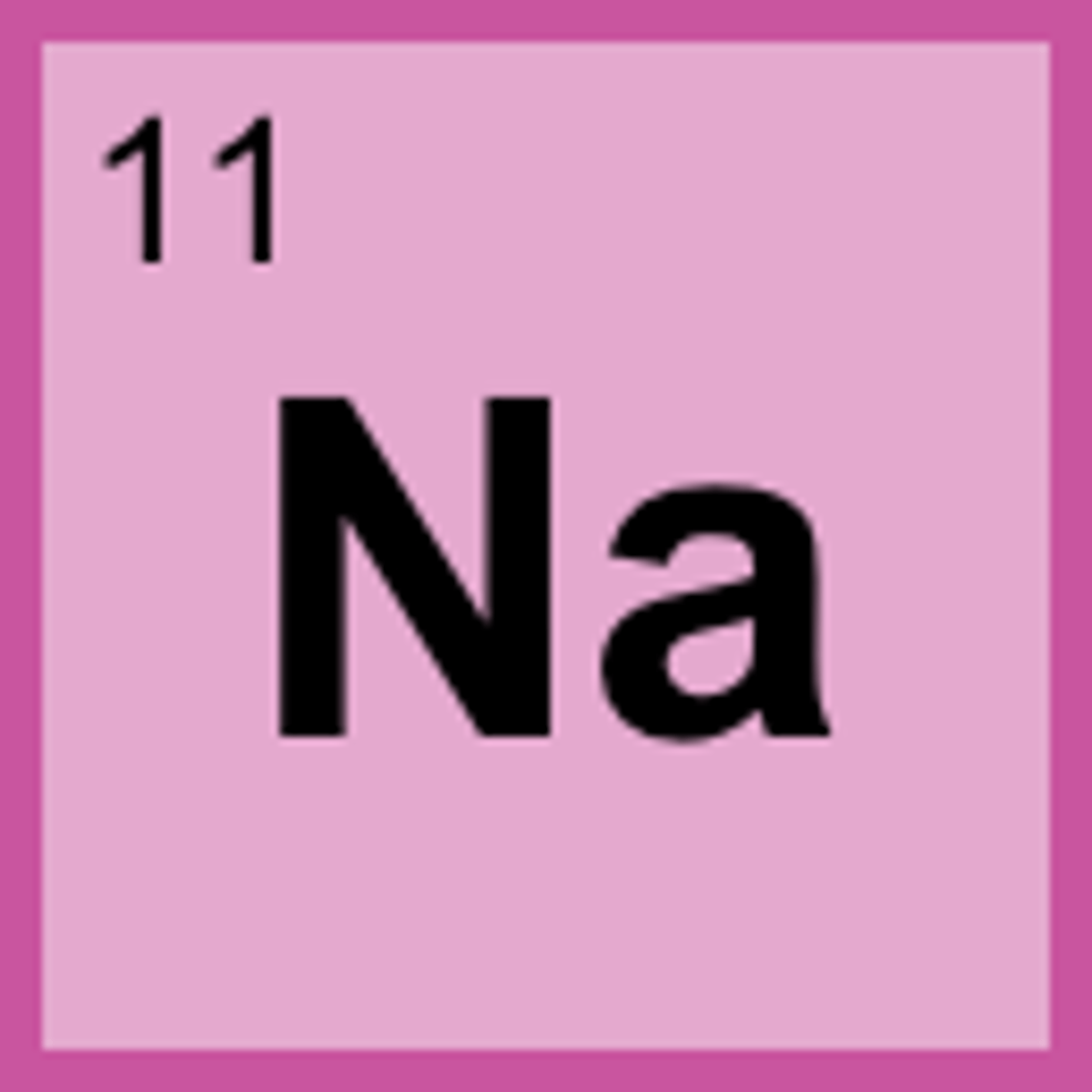 <p>Symbol: Na<br>Atomic Mass: 22.99<br>Atomic Number: 11</p>