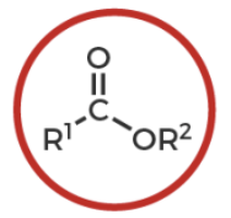 <p>R-C(O double bond)-O-R<sup>’</sup></p>