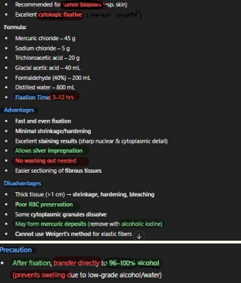 <p><strong>Metallic Fixatives (Mercuric Chloride Based)</strong></p>