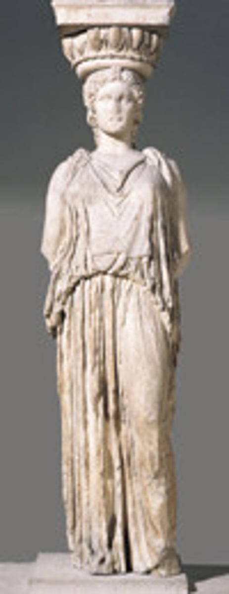<p>a female figure that functions as a supporting column</p>