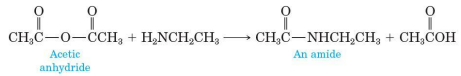 <ul><li><p>can be formed with an amine and removing -OH from the acid and an -H from the amine</p></li><li><p>In practice, what occurs if the two are mixed is an acid-base reaction to form an ammonium salt</p></li><li><p>if this slat is heated to a high enough temperature, water is eliminated and an amide forms </p></li></ul><p></p>