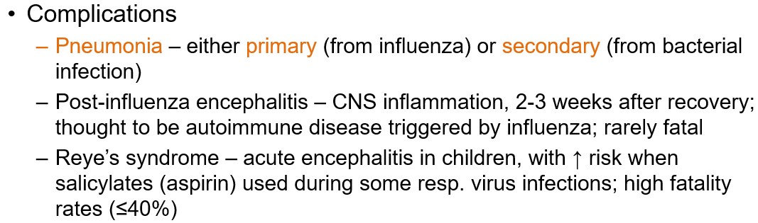 <p>What are <strong>common complications </strong>of <strong>influenza?</strong></p>