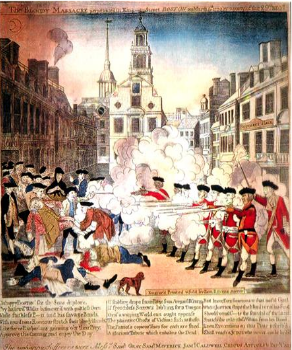 <p>crowd gathers at customs house and taunt soldiers</p><p>colonists pelt soldiers with snowballs and stones</p><p>british soldiers start firing and 5 people die</p><p>Media produced is used as propaganda for the Revolution</p>