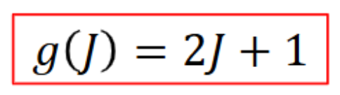 <p>(2J+1) distinct states for the J<sup>th</sup> energy level</p><p>eg J = 0 has a spherical symmetric wavefunction similar to an s orbital</p><p>J = 1 has three wavefunctions similar to p orbitals of the H atom</p><p>J = 2 has five wavefunctions similar to the d orbitals of the H atom</p>