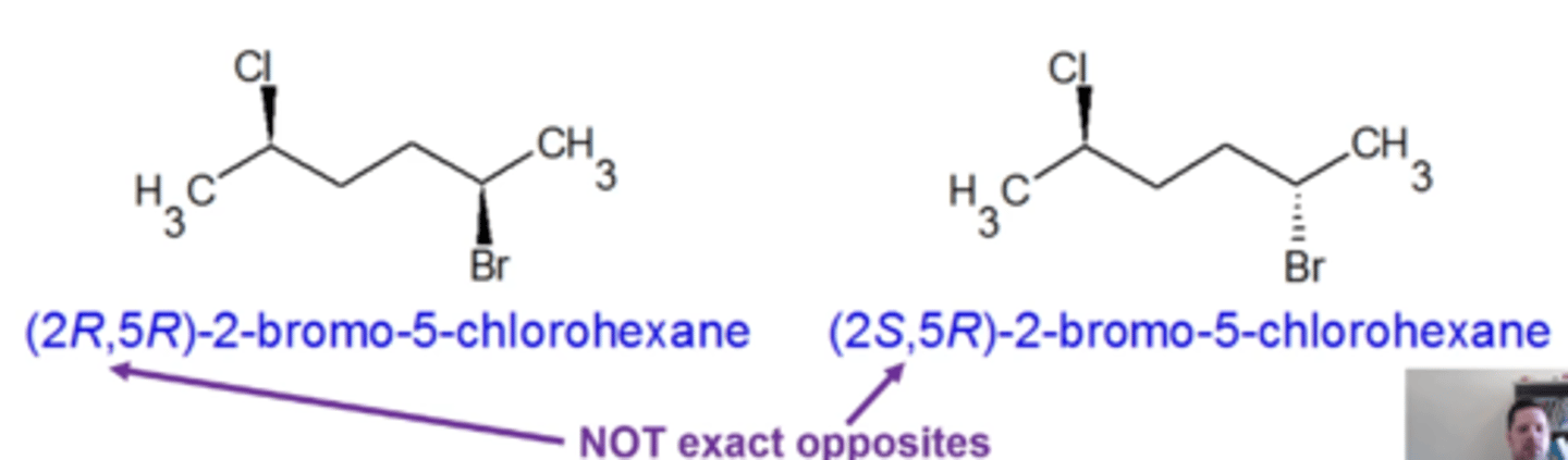 <p>if stereoisomers have exactly opposite R,S configurations, then they are enantiomers. If they have the same, then they are the same molecule. If they're somewhere in between, they're diastereomers</p>