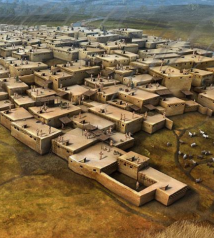   

Largest and most well-preserved Neolithic village. It is consisted of rectangular flat roofed houses packed together into a single architectural mass and has no streets or passageways.