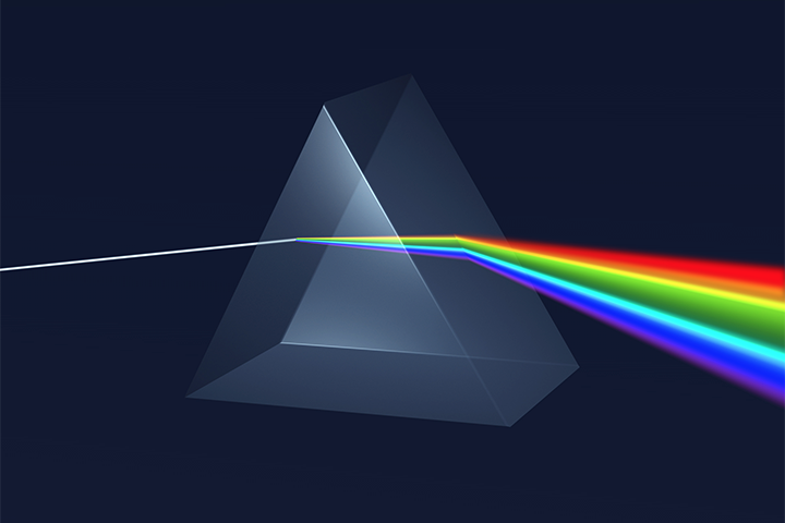 <p>A transparent object with flat surfaces, which refract light. </p>