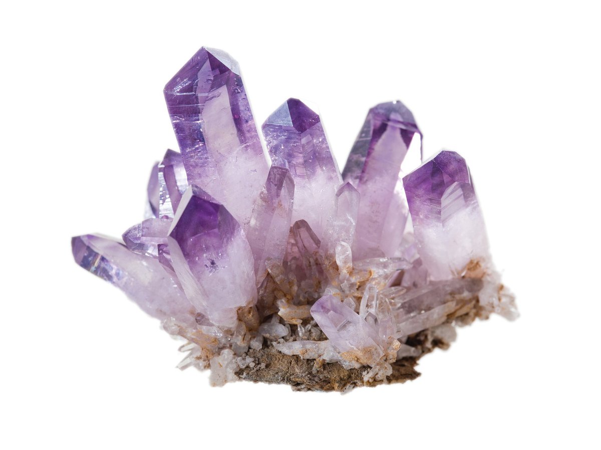<p>Amazonite, amethyst, fluorite, smoky quartz, diamond, topaz, halite.</p>