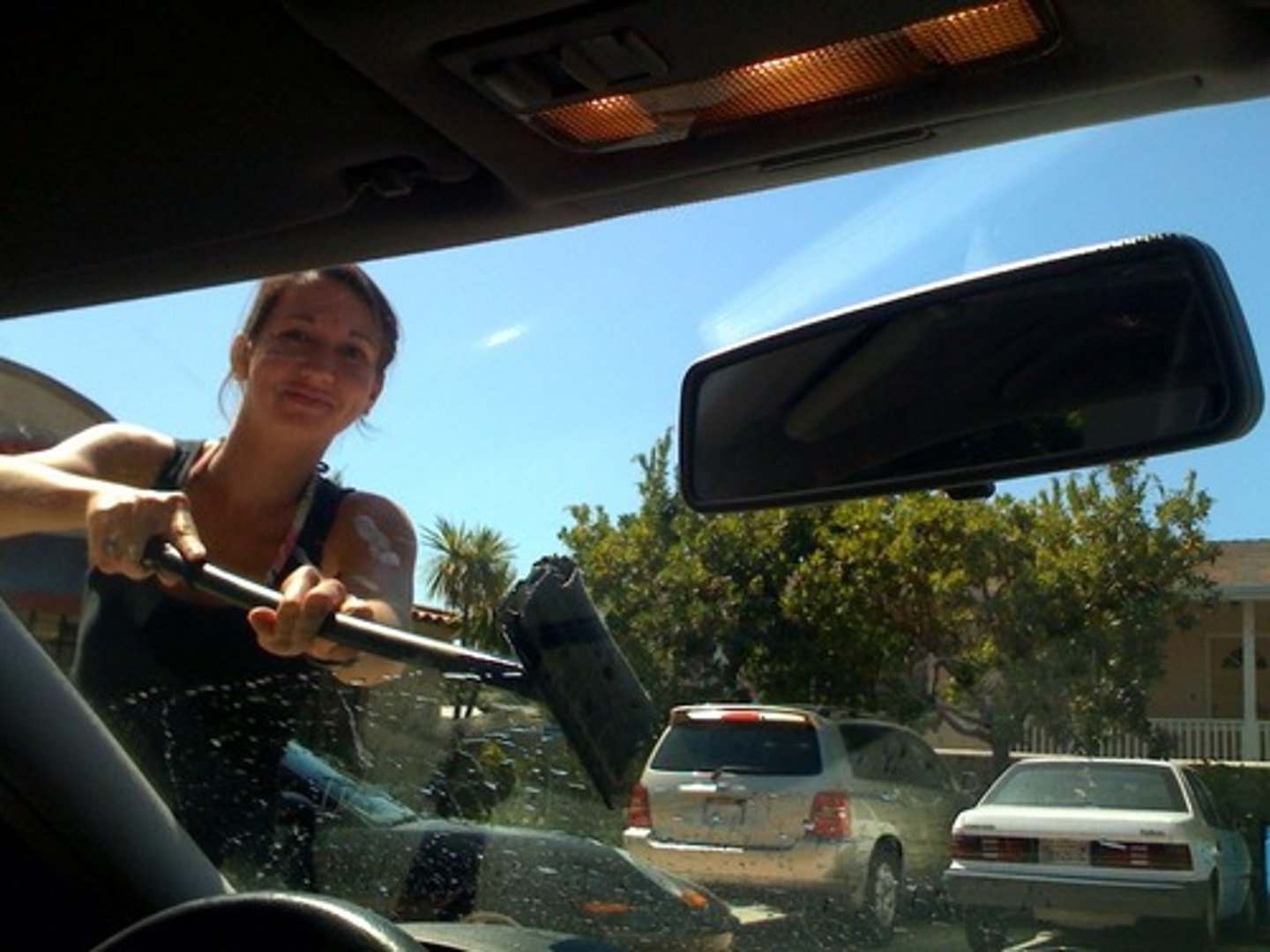 <p>the windshield</p>